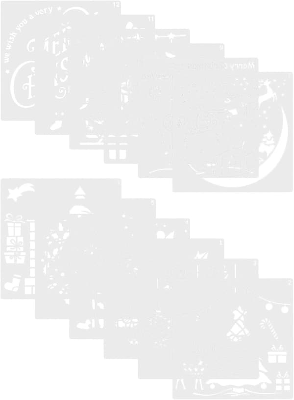 12 stk. julemalingsmaler DIY tegneformer uthulede maler