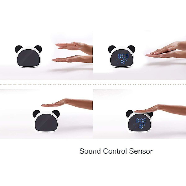 Sød Panda Alarmur, digital LED skrivebordsur til natbordet (sort)