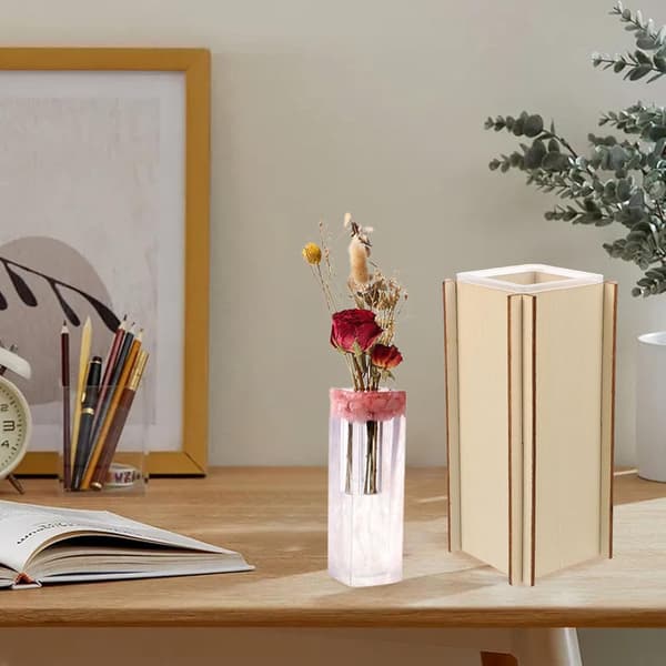 DIY Blomstervaseformsett med rektangulær silikonform og stativ for tørkede blomster og planteholder