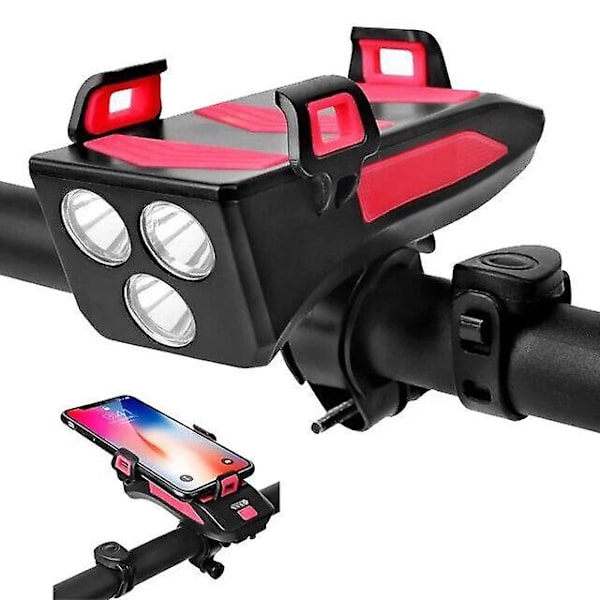 Multifunktionel 4 i 1 USB LED Cykel Forlygte