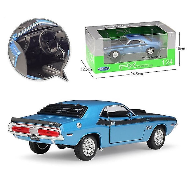 1:24 1970 Dodge Challenger T/a Modelbil Legering Klassisk Muscle Car Metal Legetøj