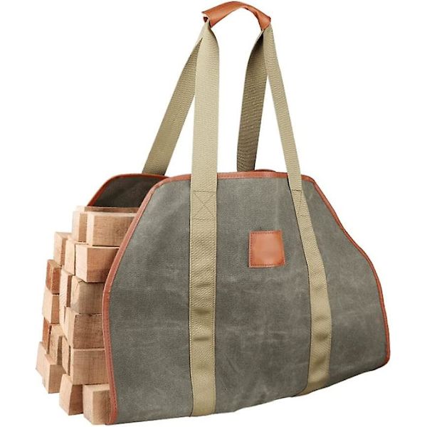 Vedsekk Stor Canvas Bærer Peis Vedsekk Vedsekk Bærerpose Vovset Canvas Tote Holder