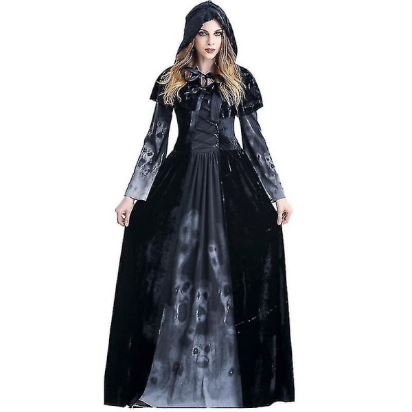 Keskiaikainen renessanssin hupullinen viitta naisten kammottava hieno puku L