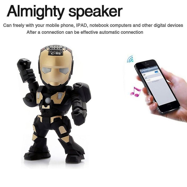 Steel Man LED-lys Bluetooth-højttaler musikafspiller