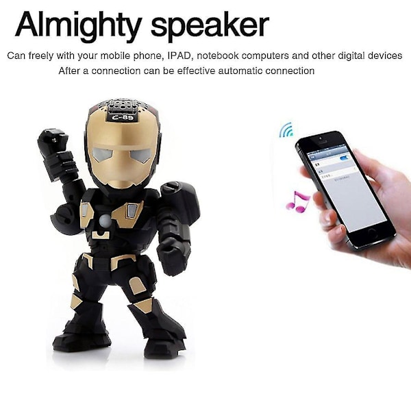 Steel Man LED-lys Bluetooth-høyttaler Musikkspiller