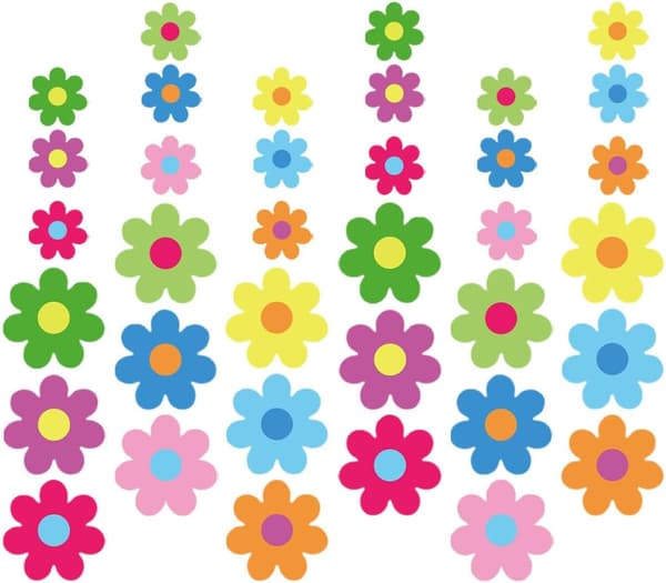 Färgglada blomutskärningar för klassrumsväggdekor, 8 cm 15 cm pappersblommor