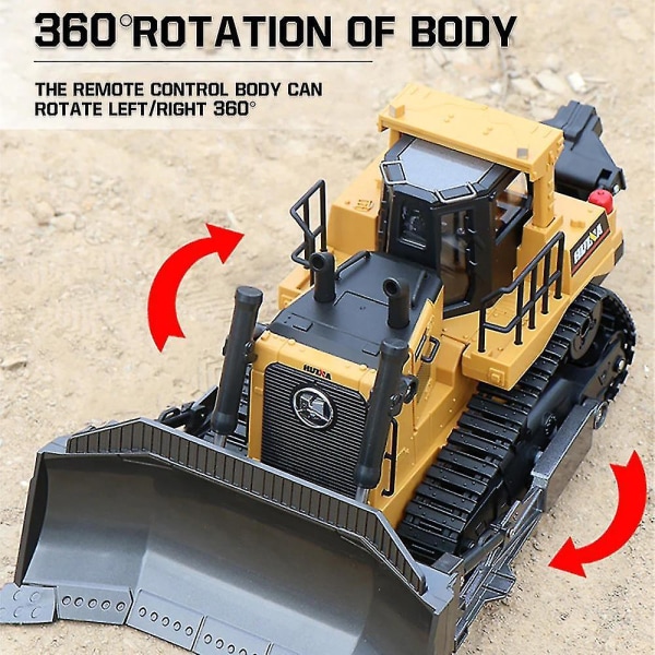 1:16 RC Lastbil Tung Bulldozer Caterpillar Engineering Styrd Bil Leksaker För Pojkar | RC Lastbilar (Khaki)