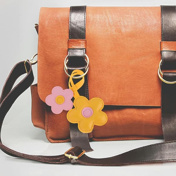 5 stk. solsikke nøglering læder taske charms til håndtasker mulepose tilbehør blomster pung charm