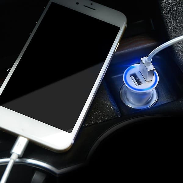 Hoco Smart Bil Lader Dobbel USB LED Lys Bærbar