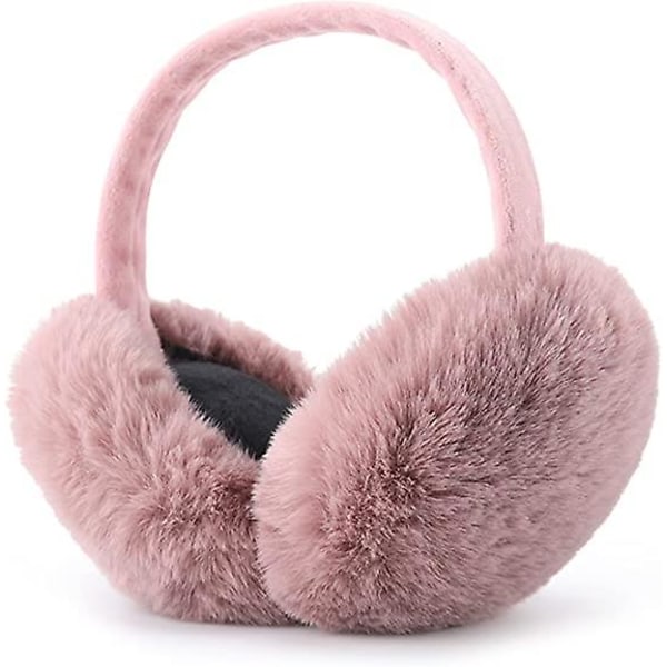 Øreklokker for kvinner - Vinter ørevarmere - Myk, varm kabelstrikk pelsfleece øreklokker - Øretrekk Pink
