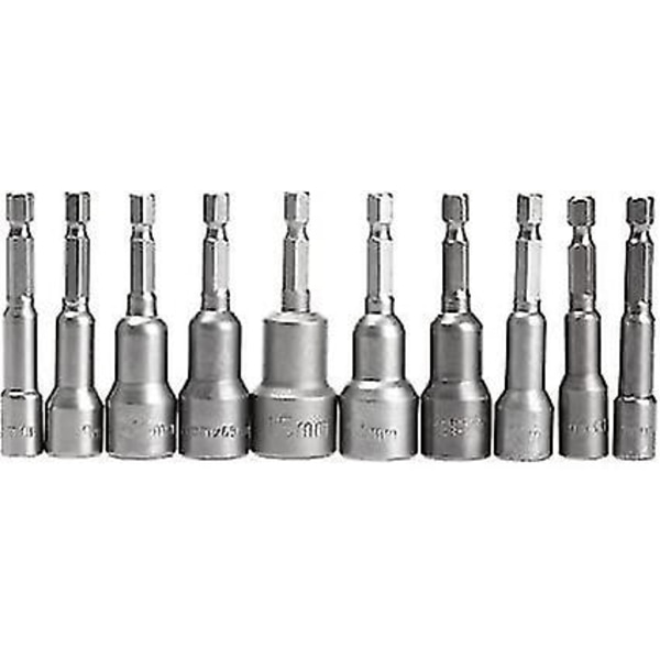 10 st Hex-hylsor med magnetisk mutterdragare 6 mm