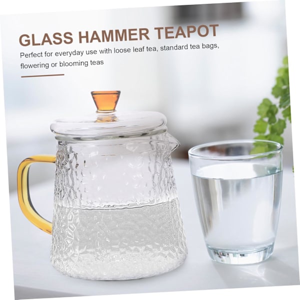Høj Borosilikatglas Tekande 450ml Tekande med Hammeret Tekstur