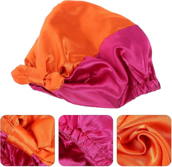 Satin sovehette for kvinner, sklisikker elastisk nattlue