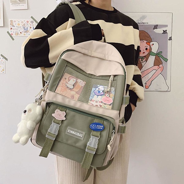 Harajuku-reppu, tyttöjen koulukassari, matkakassi, rento päiväretki-reppu teineille ja opiskelijoille Pink