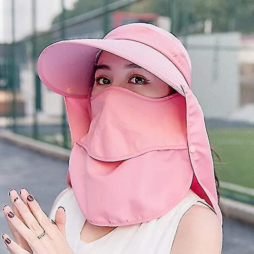 Kvindesolhat Foldbar Bomuld UV Beskyttelse Pink