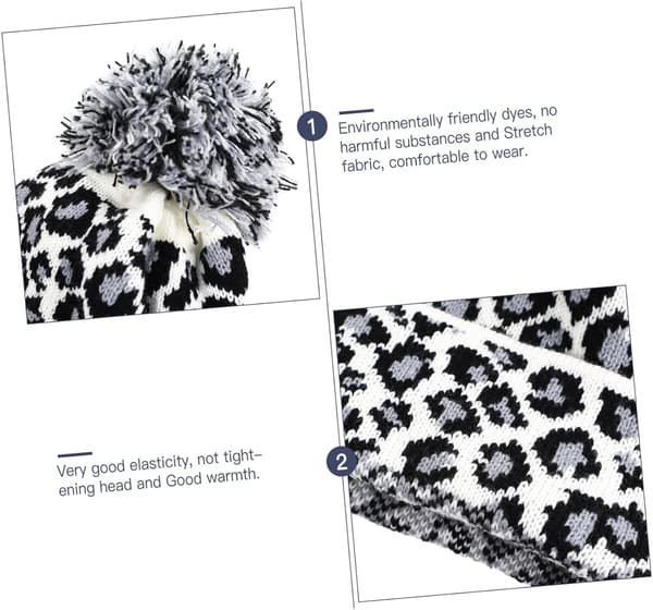 Dame strikket hue leopardprint uldkasket til efteråret blød varm gave