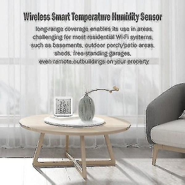 Wifi Smart Temperatur- og Luftfugtighedssensor Alexa Kompatibel 70m rækkevidde