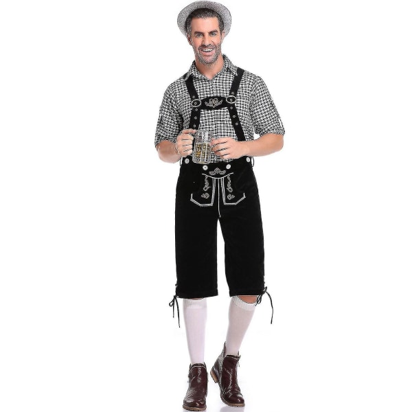 Bavariansk Oktoberfestdräktset för Män för Uppklädda Oktoberfest och Öl Festival M Black