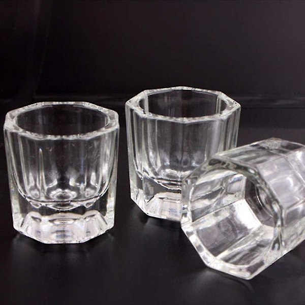 4 st Mini Glaskristallkopp Nagelsmycken Akryl Vätska Pulver Dappen Dish Skål Glasvaror Nagelsmycken Verktyg