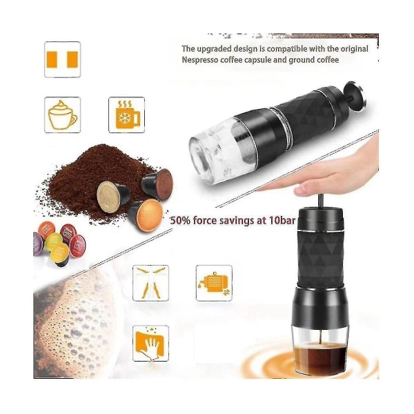 Espresso Kaffeemaskine Håndpresset Kapsel Malet Kaffe Brygger Bærbar Kaffe Maskine Fit Coffee Po-yuhao