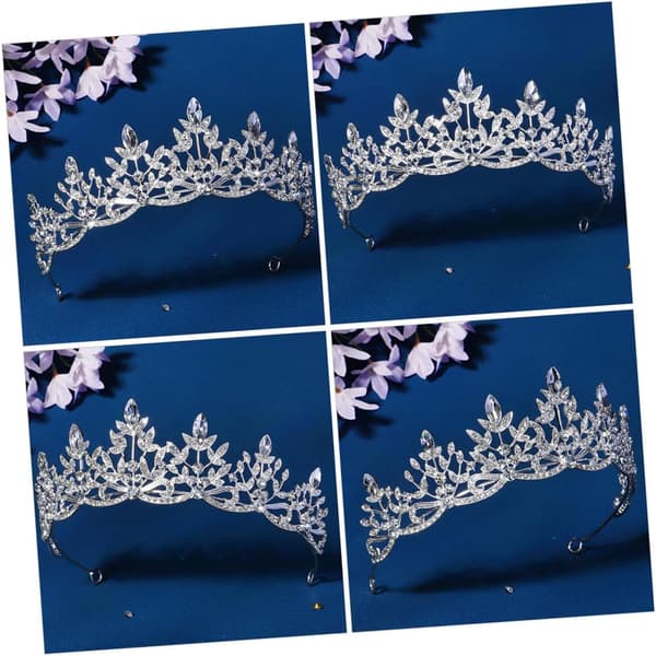 Brudetiara Hodeplagg Sølv Krystall Blomsterkrone med Rhinestones