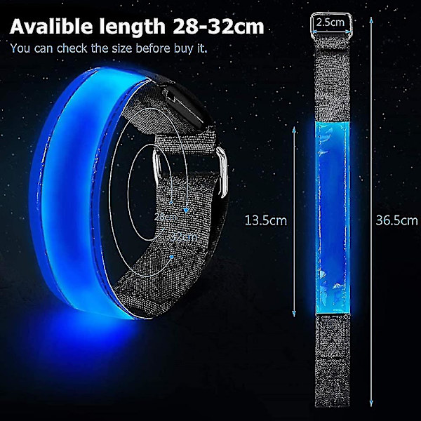 2 stk Ladbare LED-lys Armbånd, Refleks LED Løpearmbånd, Justerbar