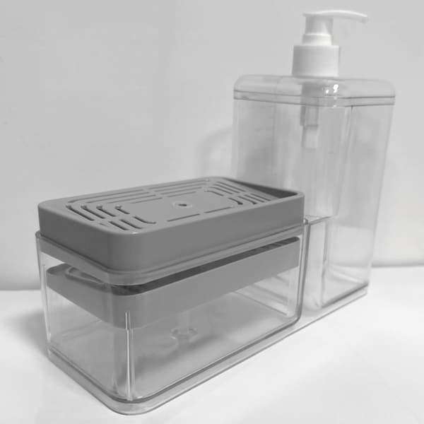 Oppvaskmiddeldispenser Flytende såpedispenser 2-i-1 design Avtakbar struktur PP-materiale Trykk