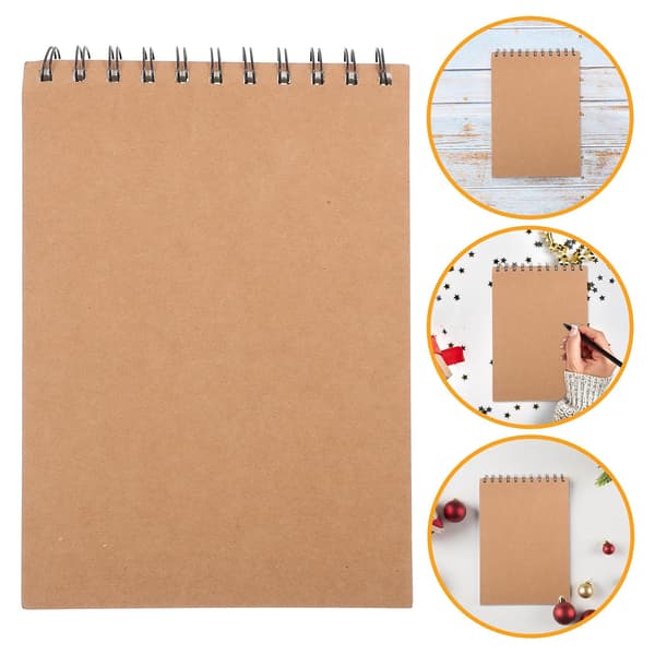 A5 Spiral Kraft Skitseblok til Studerende, 120G Brun Uforet Tegnepapir Notesbog