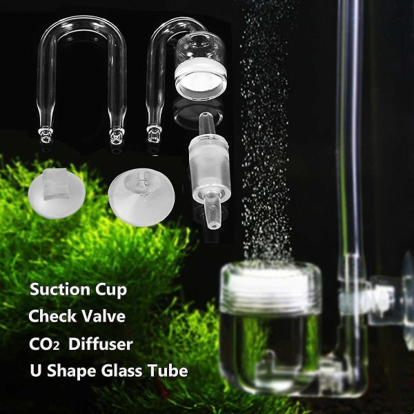 1 sett Akvarium CO2 System Diffuser U-formet glassrør