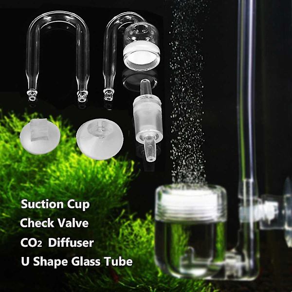 1 Sett Akvarium CO2-System Diffuser U-Formet Glassrør