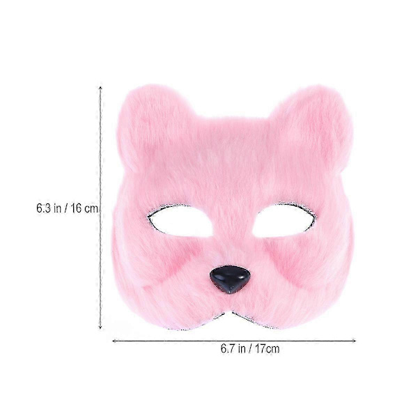 Halvmask för Maskerad, Djurmask, Cosplay Kostymtillbehör för Halloween Karneval Maskerad (Rosa)