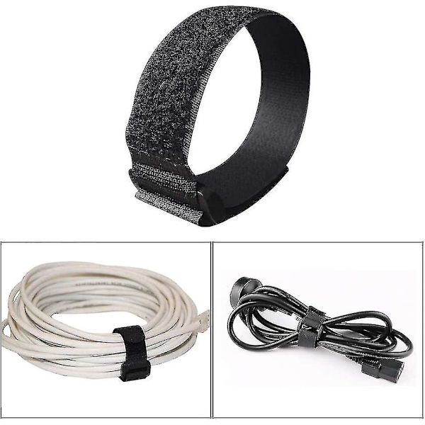 Klipsbånd og krok 20 cm utvidbar og fleksibel, med spenne, svart, 20 mm bred, selvklebende stropp
