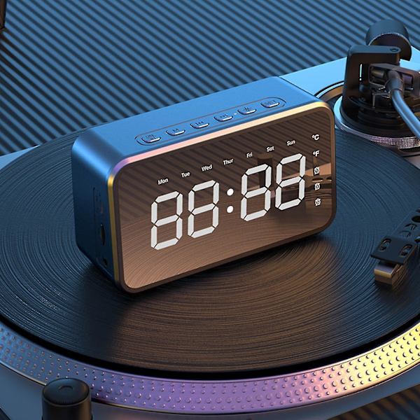Spegels Digital Väckarklocka Vattentät Trådlös Bluetooth-högtalare Väckarklocka