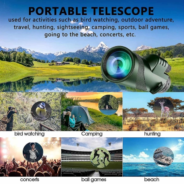 80x100 Højtydende Teleskop Monokular Vandreture Jagt