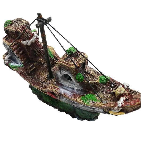 Fisketankdekorasjoner, 21 cm lang Pirates Ship kunstig polyresin Aquarium Ornament