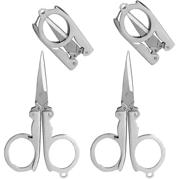 Foldbare saks i rustfritt stål, 4 tommer/10 cm Mini små papirsaks Bærbare sammenleggbare reisesaks Metallsaks for papirhåndverk, sy4stk