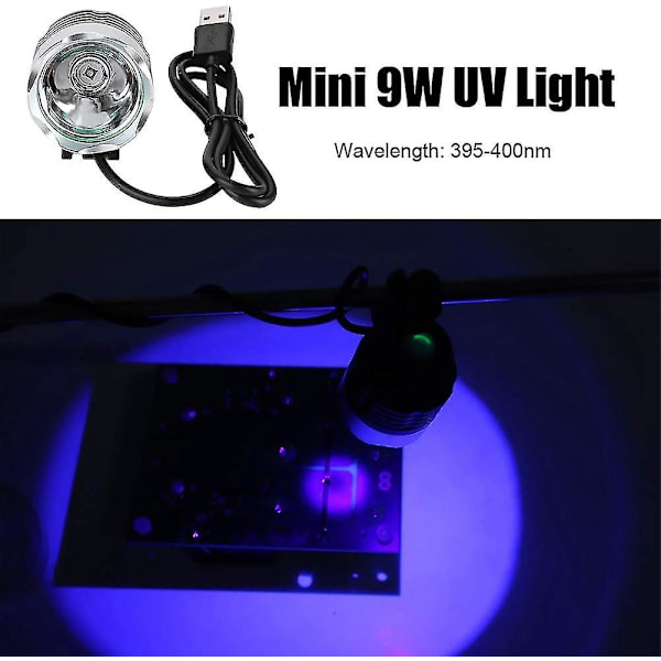 9W Bærbar Herde-UV-Lyslampe Holdbar Ultrafiolett Mini UV-Herdelys Lim