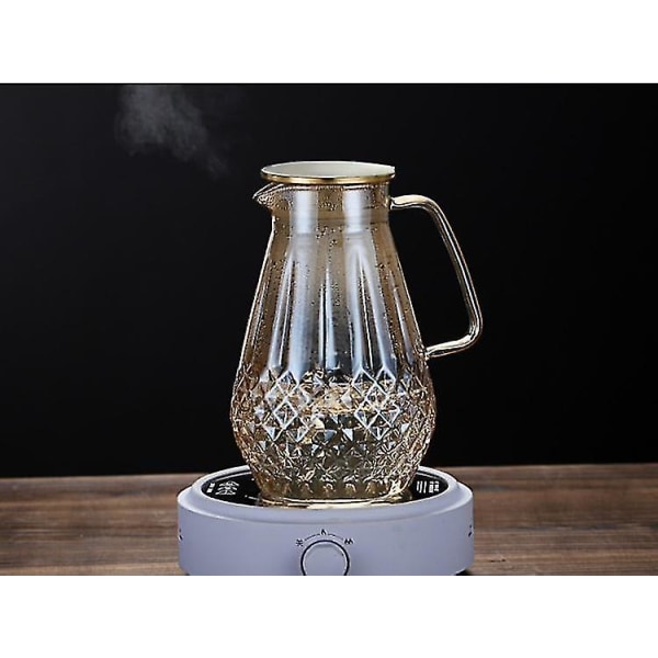 Suuri lämmönkestävä lasinen teekannu samppanjavärinen vedenkeitin