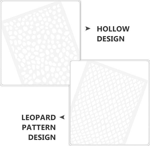 12 st leopardmönstrade ritmallar av vitt PET-material, multifunktionella målningsmallar