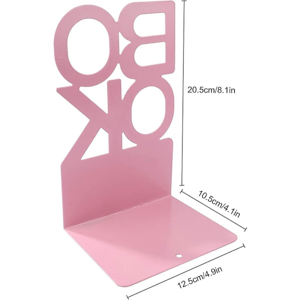 Metallbokstøtte Kreativ \"bok\" Bokstavmønster Bokstøtte Organizer Sklisikker Kunstbokstativ pink