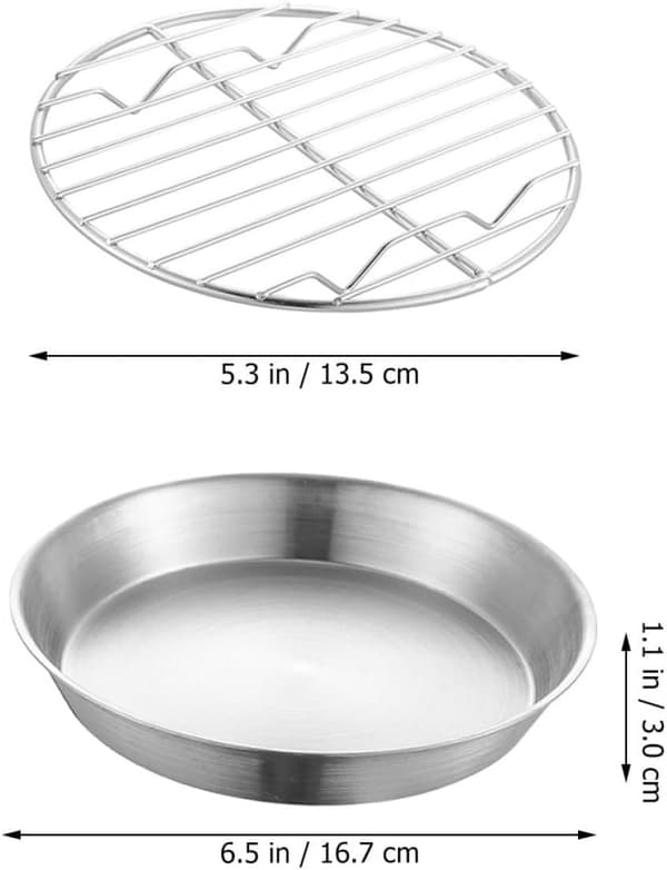 16 cm 304 rustfrit stål rund grillplade med trådrist oliedrænende bageplade
