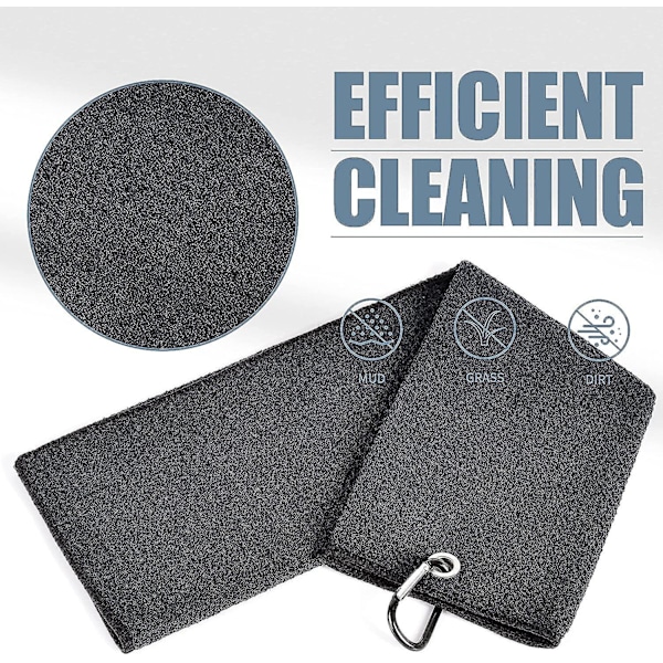 2 Golfhanddukar | Premium Mikrofibertyg | Våffelmönster | Robust Karabinkrok, Svart