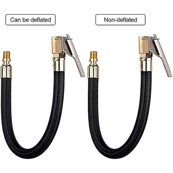 Dæk-pumpe Slange, 80cm Bilventil Luft Gummi Slange Dæk Chuck Med Klips Forlængelsesslange Adapter