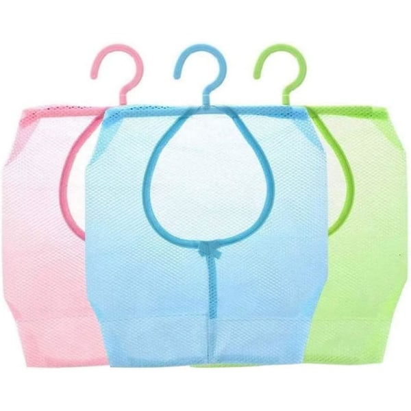 Klesklypepose Mesh Oppbevaringspose Med Henger Henge Oppbevaringskurv For Garderobe Vaskerom, Oppbevaringspose Med Henger, Klesklypepose (Rosa Blå Grønn) (3 stk)