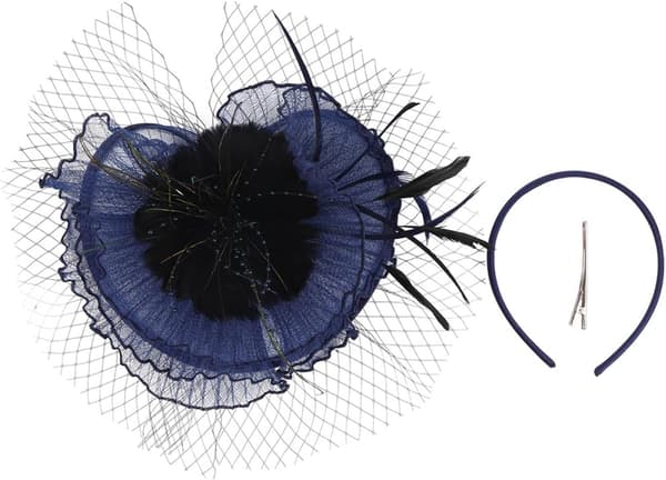 Fascinatorhatter for kvinner Netthårnål Hårbånd til teselskap Brudehodeplagg Marineblå