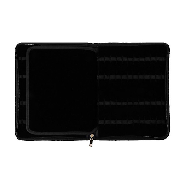 Fyldpen Rollerpen Sort PU Læder Lynlås Etui 48 Penne