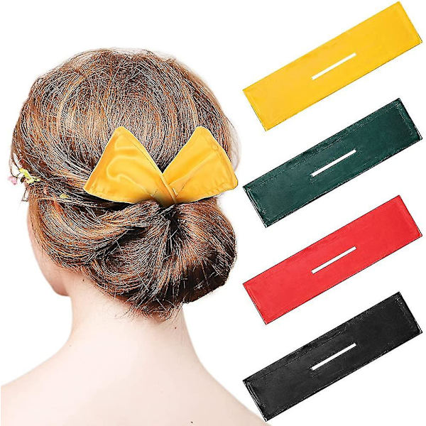 4 stycken Deft Hair Bun Maker Doughnut Hair Bun Magic Clip Fransk Frisyr (röd,