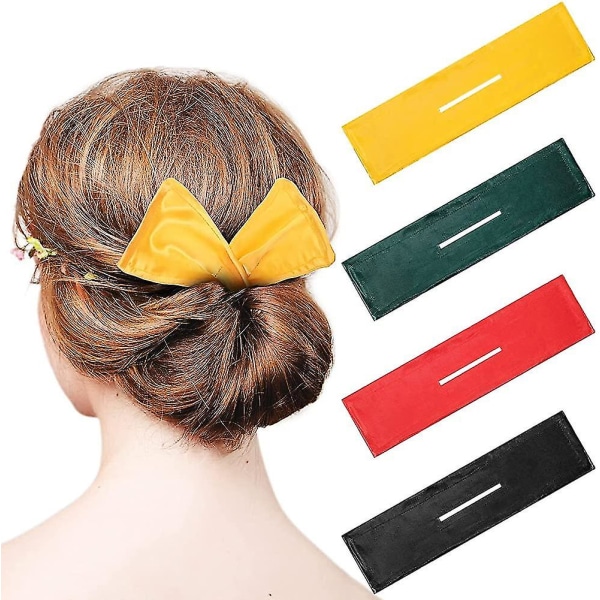 4 stykker Deft Hair Bun Maker Donut Hair Bun Magic Clip Fransk frisure (rød,