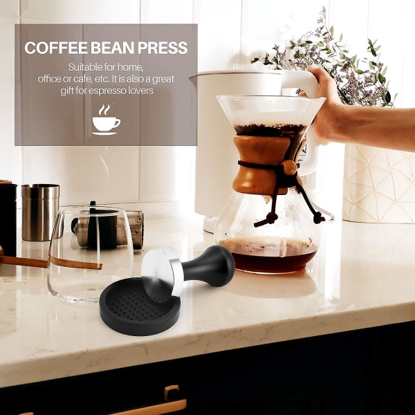 Kahvin set(51 mm), espresso-leimasin litteällä ruostumattomalla teräksellä, espresso-käsin peukalointi kahvilla