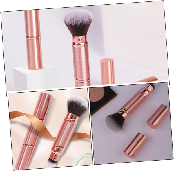 2 stk. udtrækkelige foundation makeupbørster Dobbelt-endede bærbare pudder- og blush-ansigtsbørster